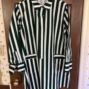 Masters Ready green and white striped dress.  Pomander Place via Tuckernuck.